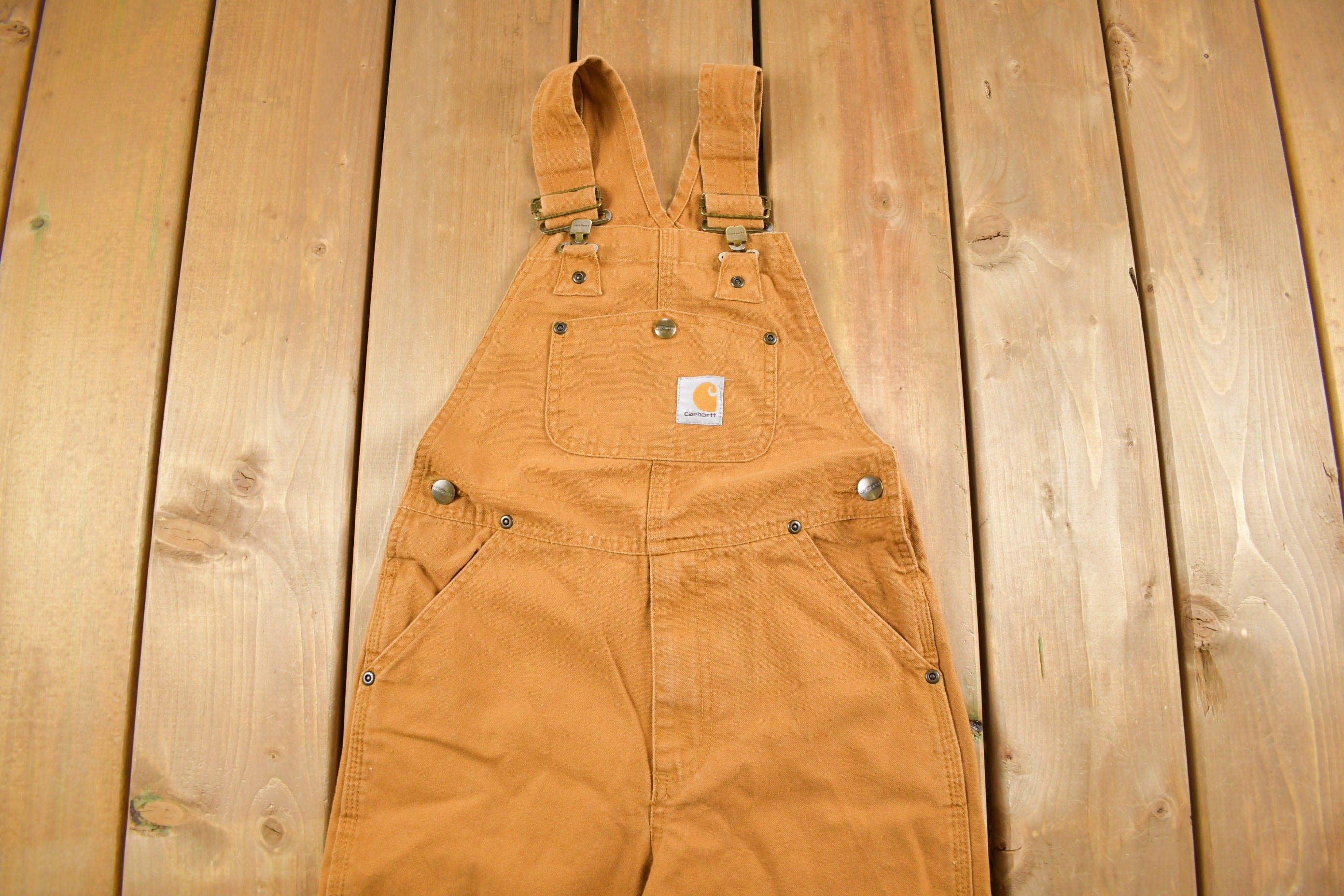Vintage 1990s Carhartt Youth Size Double Knee Canvas Overalls Size 28 x 19