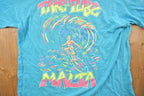 Vintage 1990s "Take The Tube" Malta Surf Graphic T Shirt