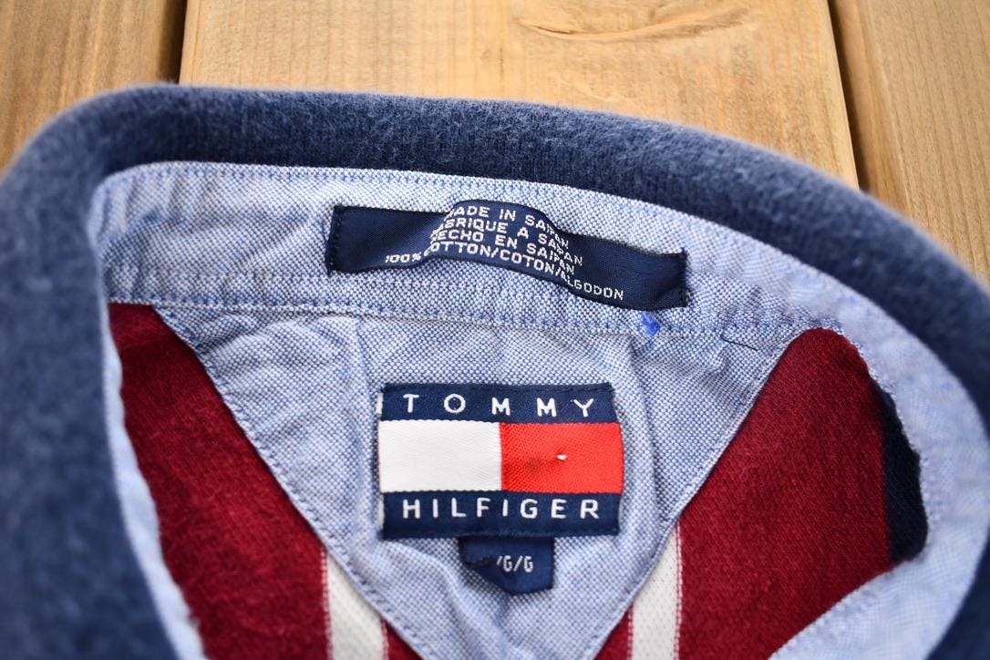 Vintage 2000s Striped Tommy Hilfiger Embroidered Emblem Polo Shirt