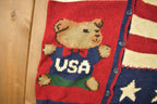Vintage 1990s Marsh Landing USA Bear Knitted Cardigan Sweater