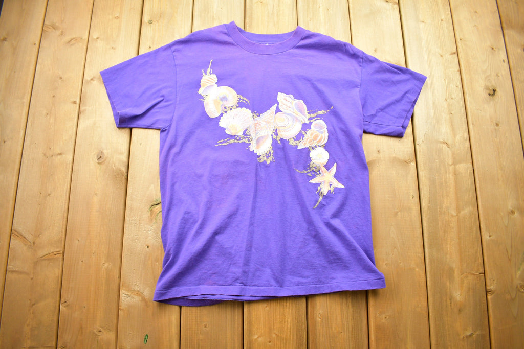 Vintage 1990s Sea Shell Theme T-Shirt