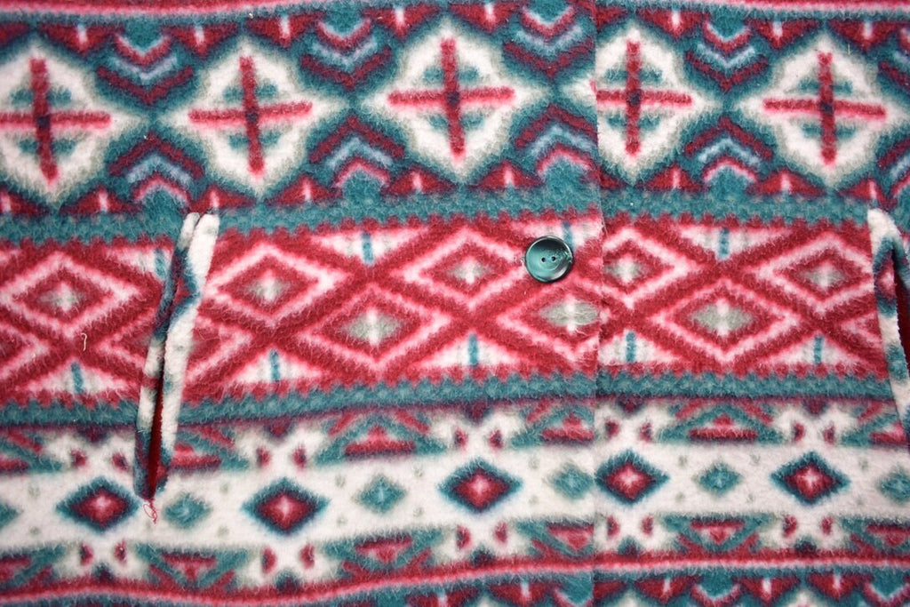 Vintage 1990s Abstract Button Up Fleece Sweater