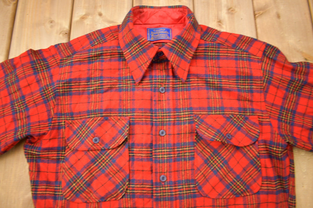 Vintage Country Traditionals By Pendleton Red Leslie Tartan Plaid Button Up Shirt