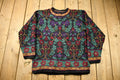 Vintage 1990s Lands End Floral Pattern Knitted Sweater