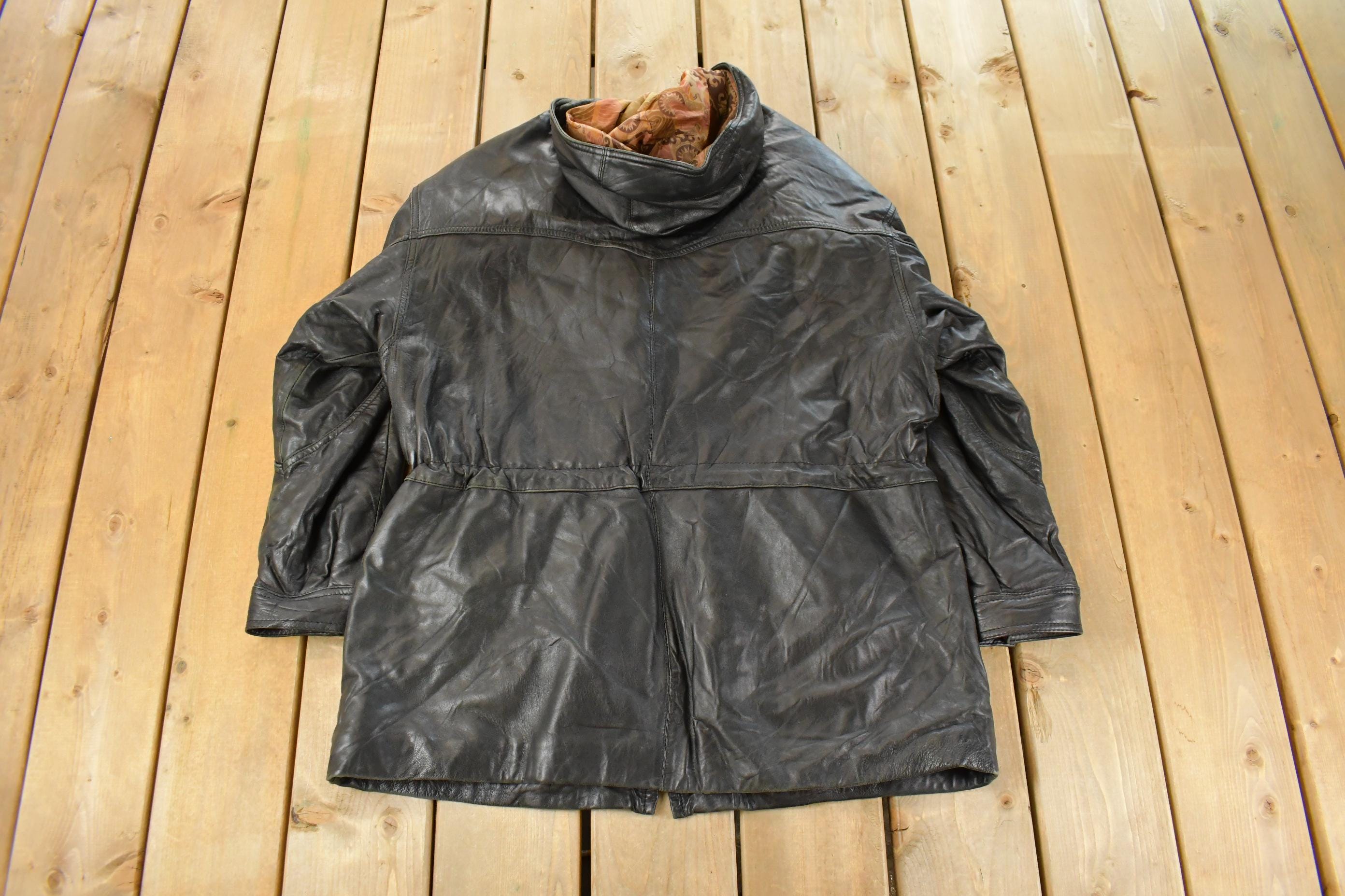Vintage 1980s Danier Hooded Leather Jacket Men's Large