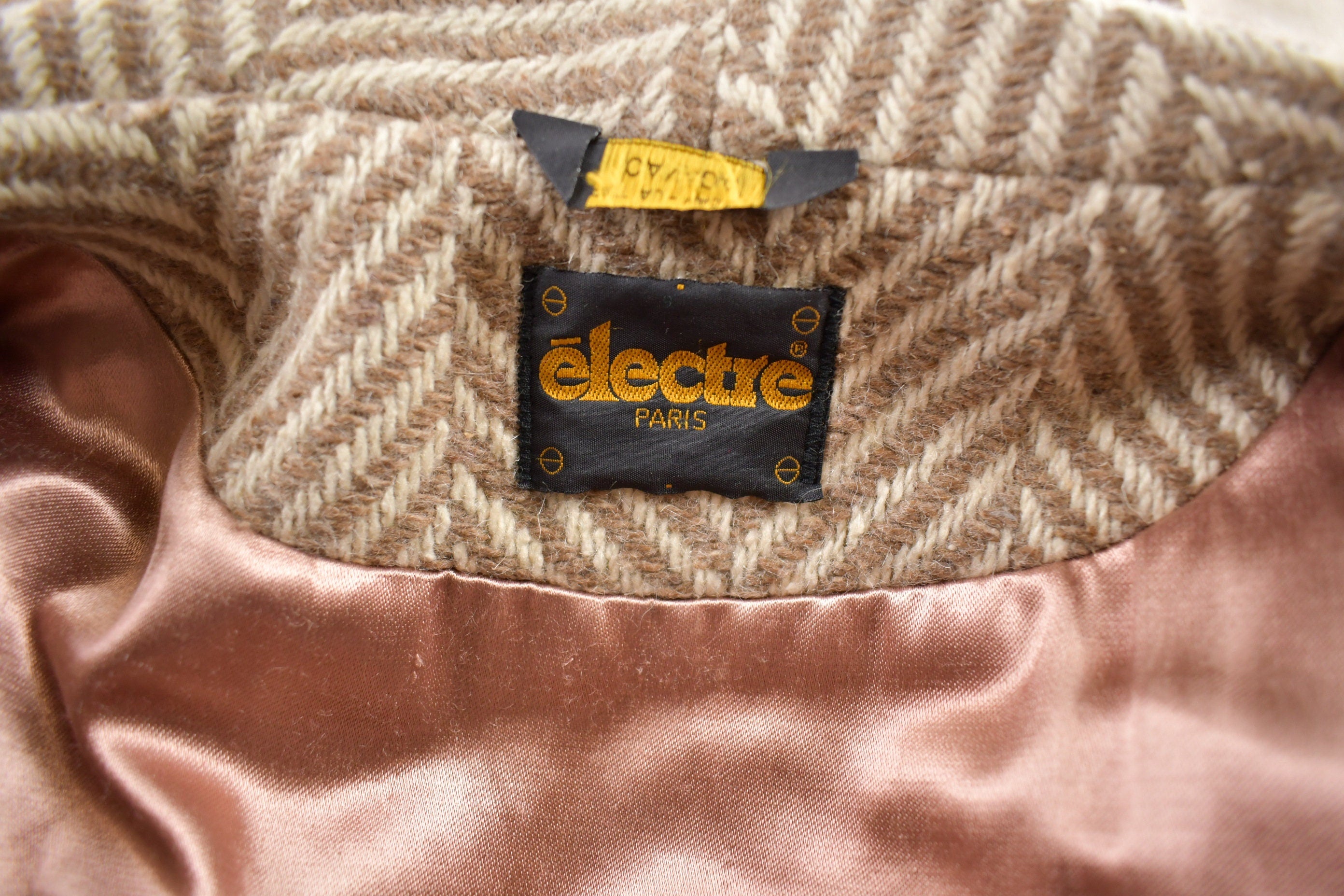 Vintage 1980s Wool Electre Paris Button Up Long Jacket Made In Paris