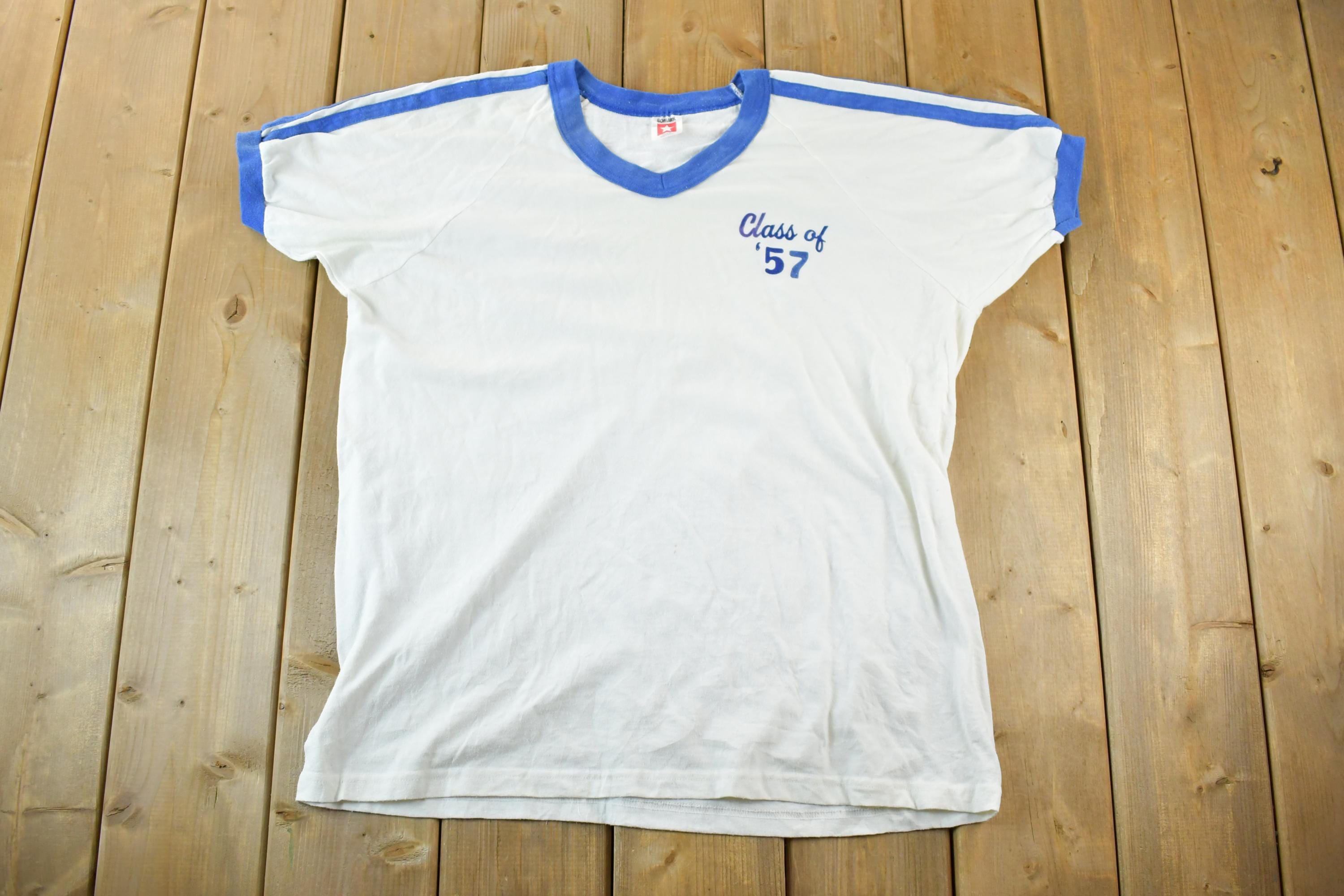 Vintage 1960s Class Of 57 Souvenir Single Stitch Graphic Print T-Shirt  Vintage Streetwear  Vacation Tee