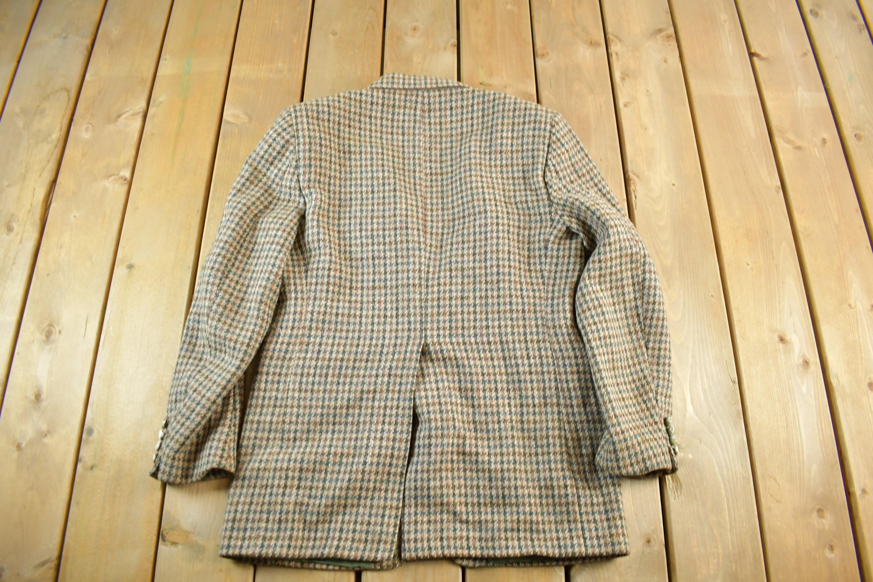 Vintage 1980s Harris Tweed Hand Woven Wool Two Button Blazer Jacket Men's Medium