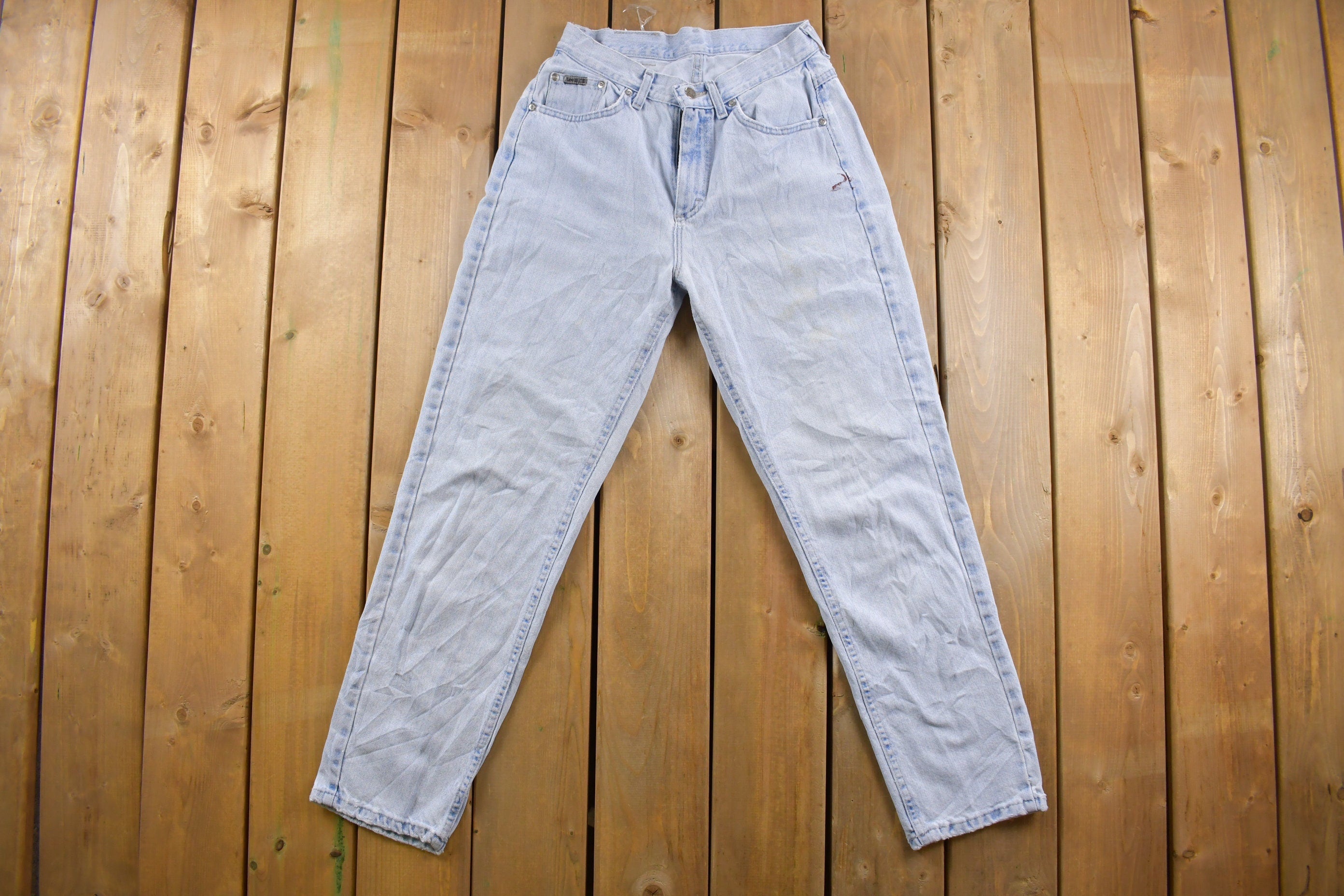 Vintage 1990s Lee Lee Riveted Light Wash Denim Jeans Size 28 x 30