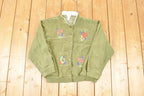 Vintage 1990s Collections Floral Double Collar Button Up Crewneck Sweatshirt Women's M
