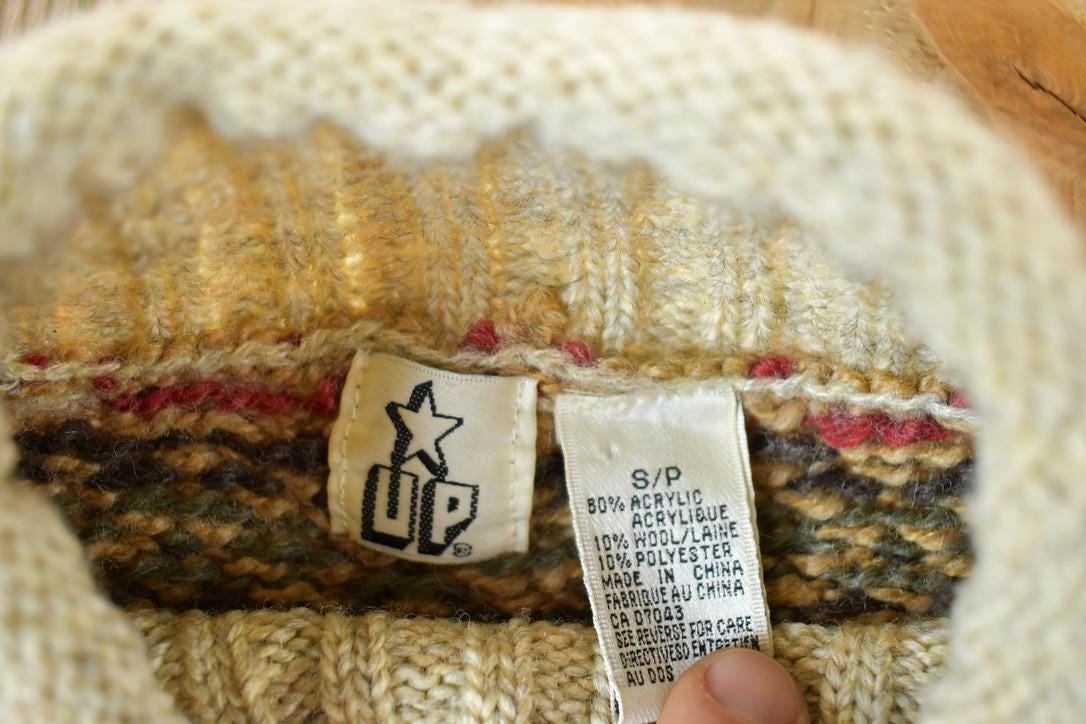 Vintage 1990s Star up Knit Abstract Pattern Crewneck Sweater