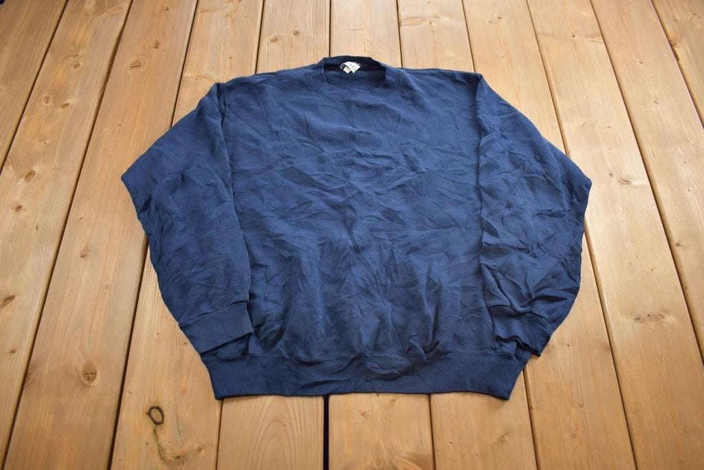Vintage 1990s Black Blue Crewneck Sweatshirt Made In USA