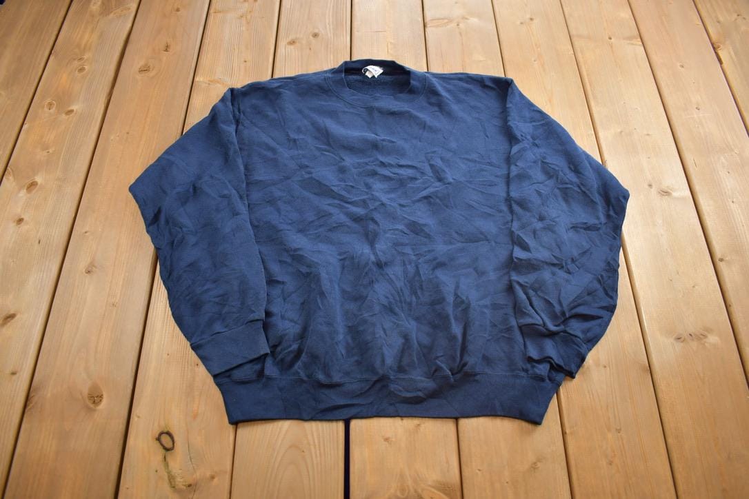 Vintage 1990s Black Blue Crewneck Sweatshirt Made In USA