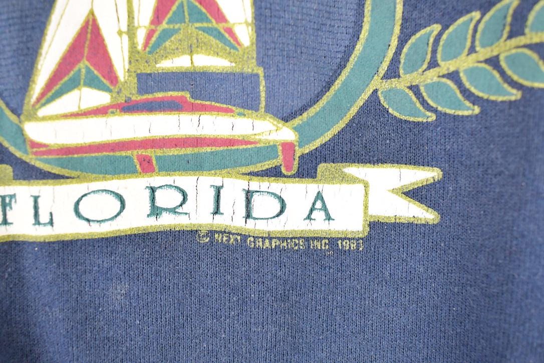 Vintage 1980s St Myers Beach Florida Graphic Print Crewneck Sweatshirt Men's L
