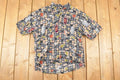 Vintage 1990s Big Dogs Bottles AOP Abstract Button Up Shirt Men's M /