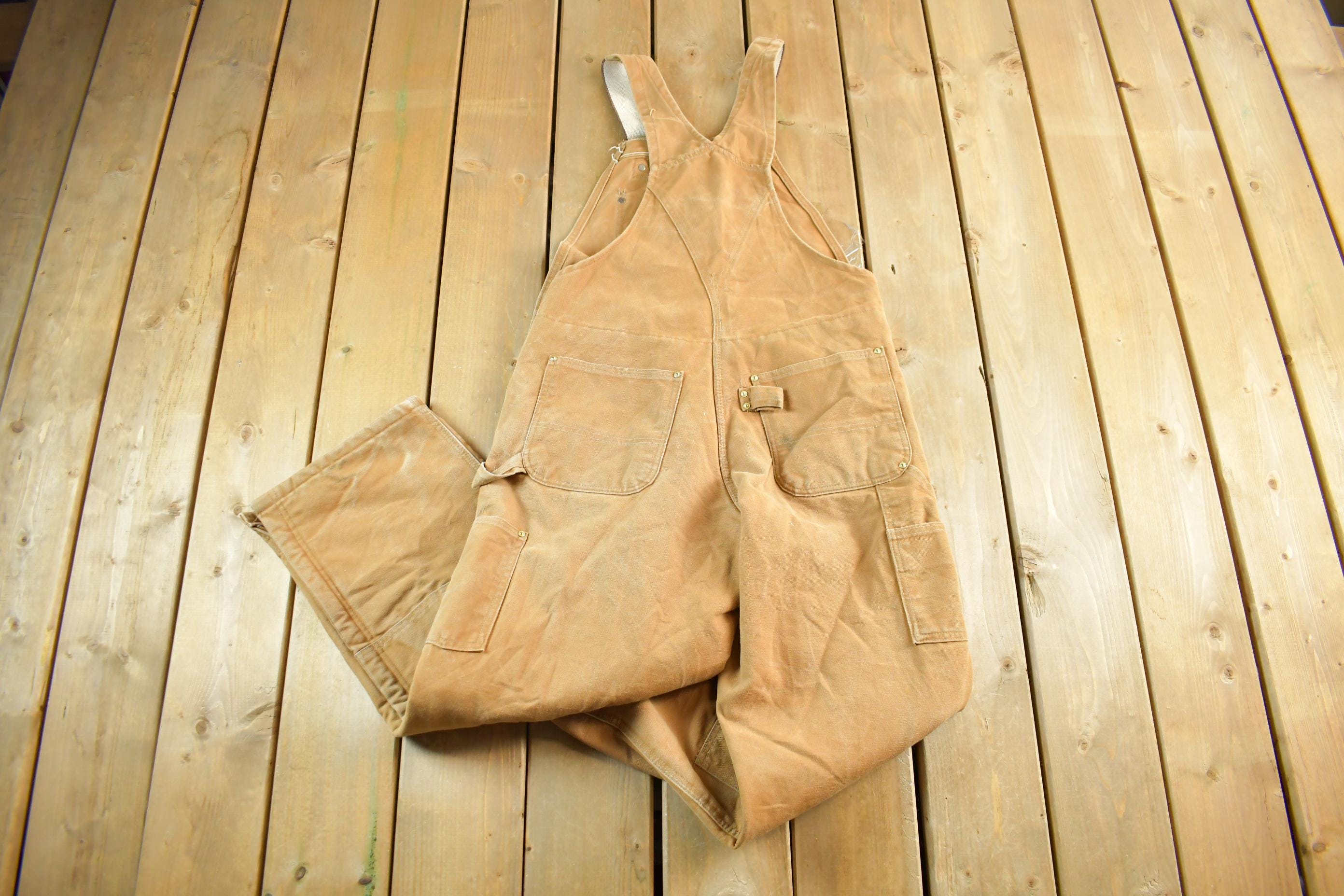 Vintage 1990s Carhartt Double Knee Canvas Overalls Size 34 x 28