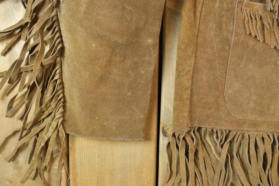 Vintage 1970s Leather Western Fringe Jacket Made In USA