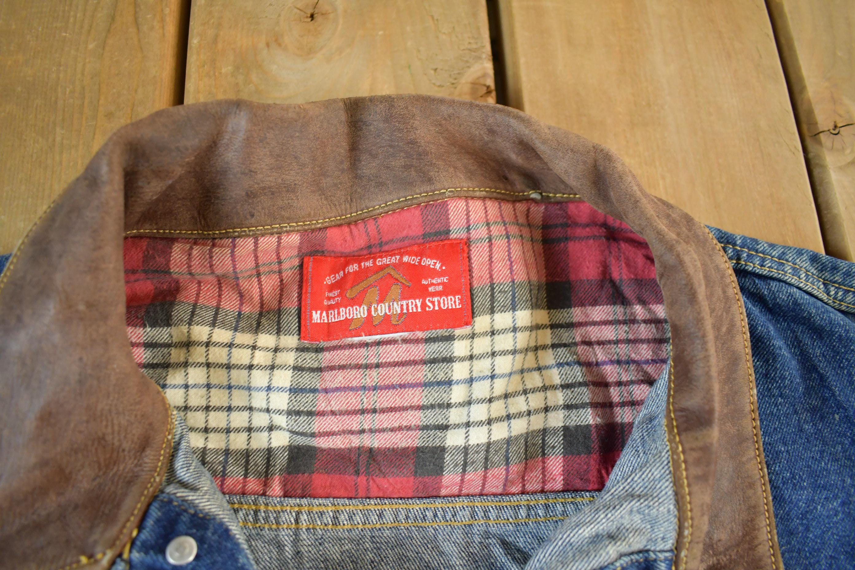 Vintage 1990s Marlboro Country Store Denim Jean Jacket Men's Large