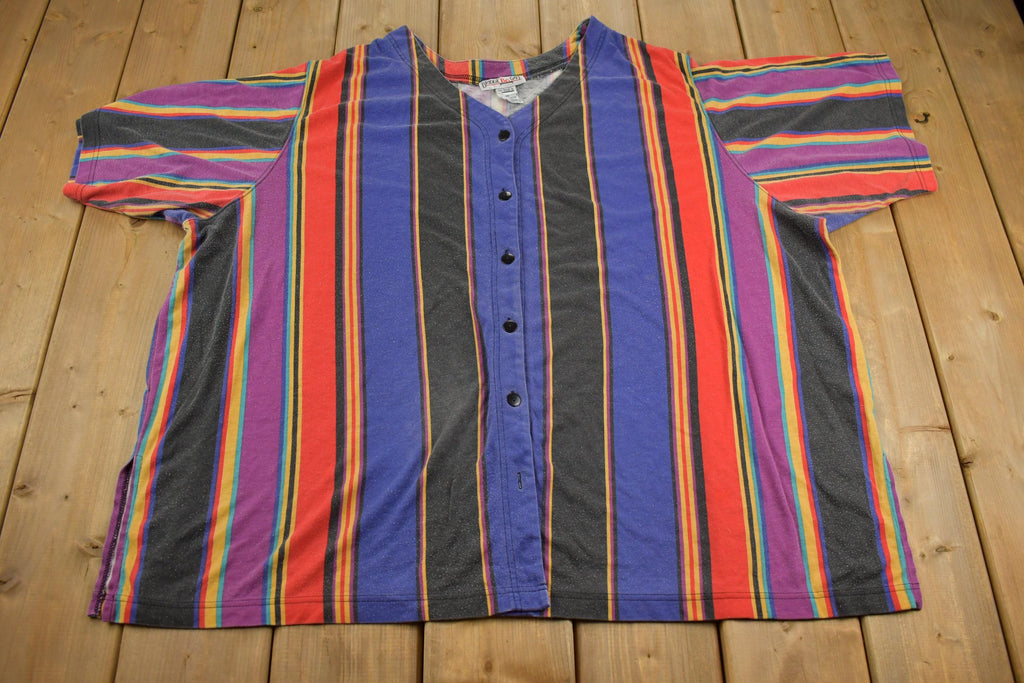 Vintage 1990s Striped Button Up Short Sleeve