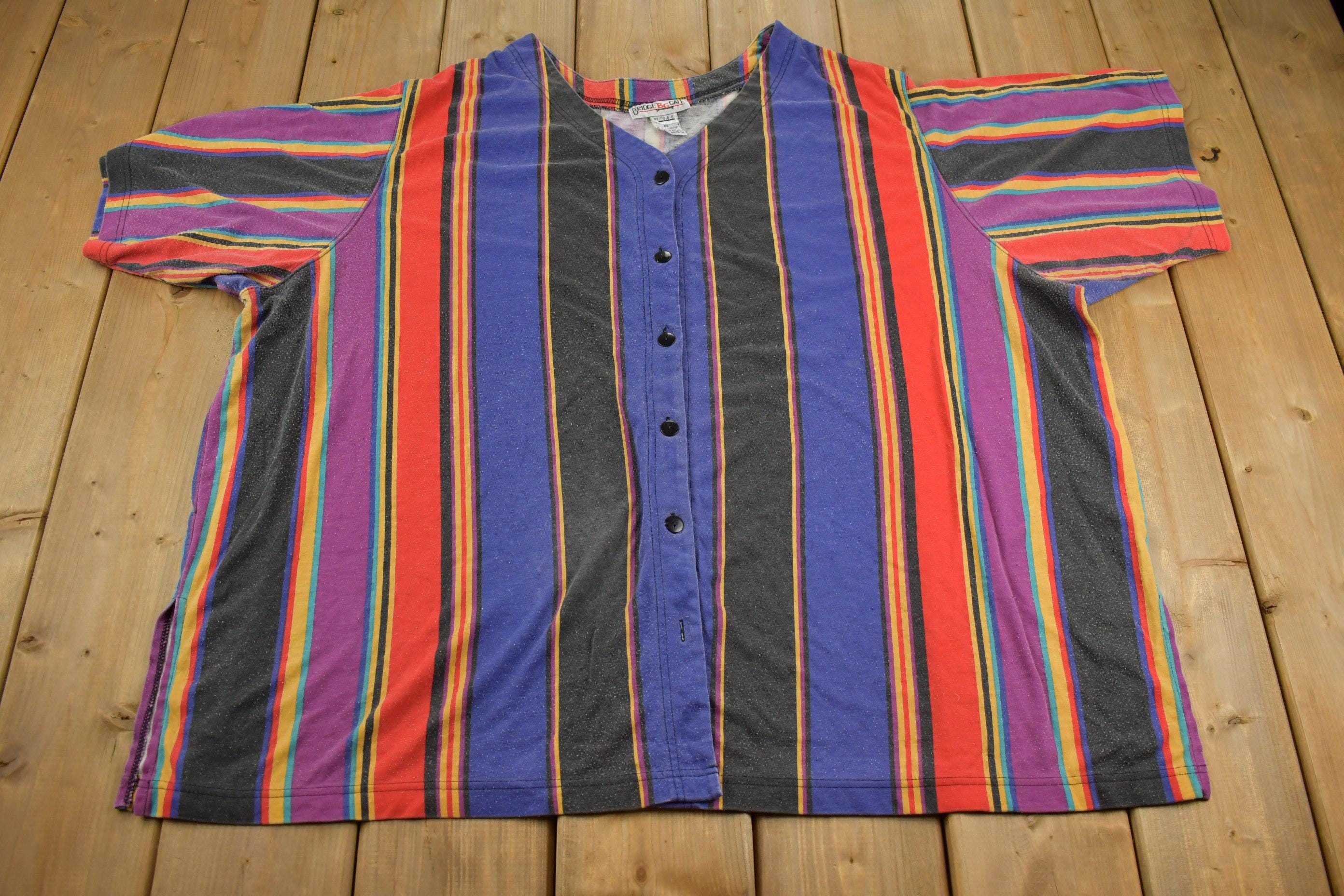 Vintage 1990s Striped Button Up Short Sleeve