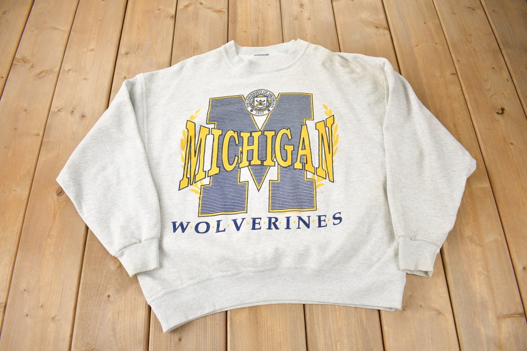 Vintage 1990s University Of Michigan Wolverines Collegiate Crewneck Made In USA