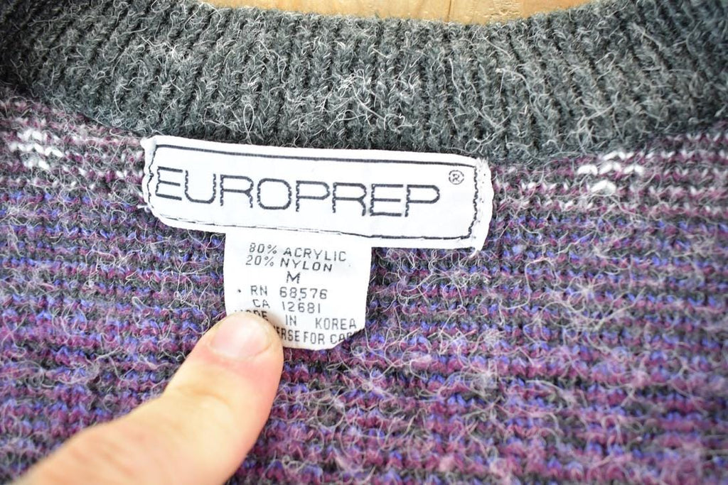 Vintage 1990s Euro Prep Knit Abstract Pattern Crewneck Sweater Mens L /