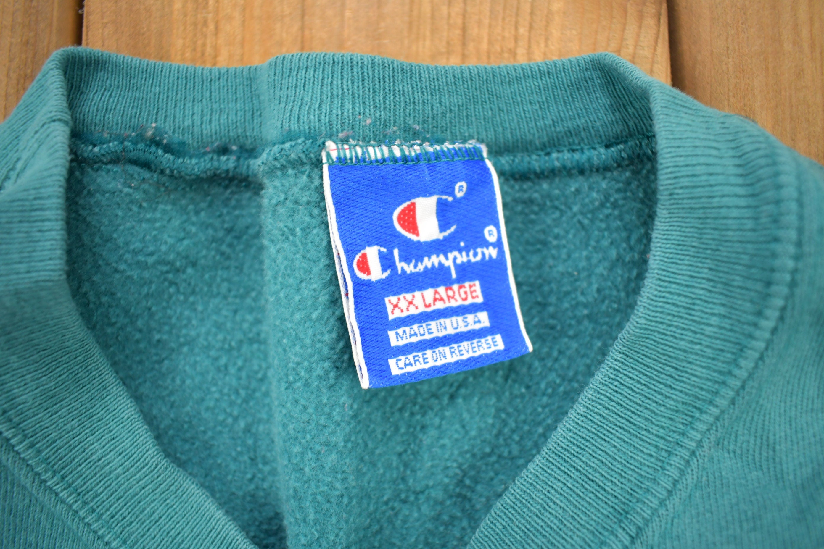 Vintage 1990s Champion Teal Crewneck Sweatshirt