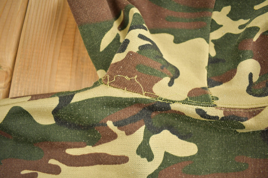 Vintage 1980s Woodland Camouflage Thermal Hoodie