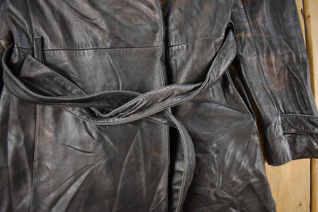 Vintage 1990s Wilsons Leather Trench Coat Men's Medium