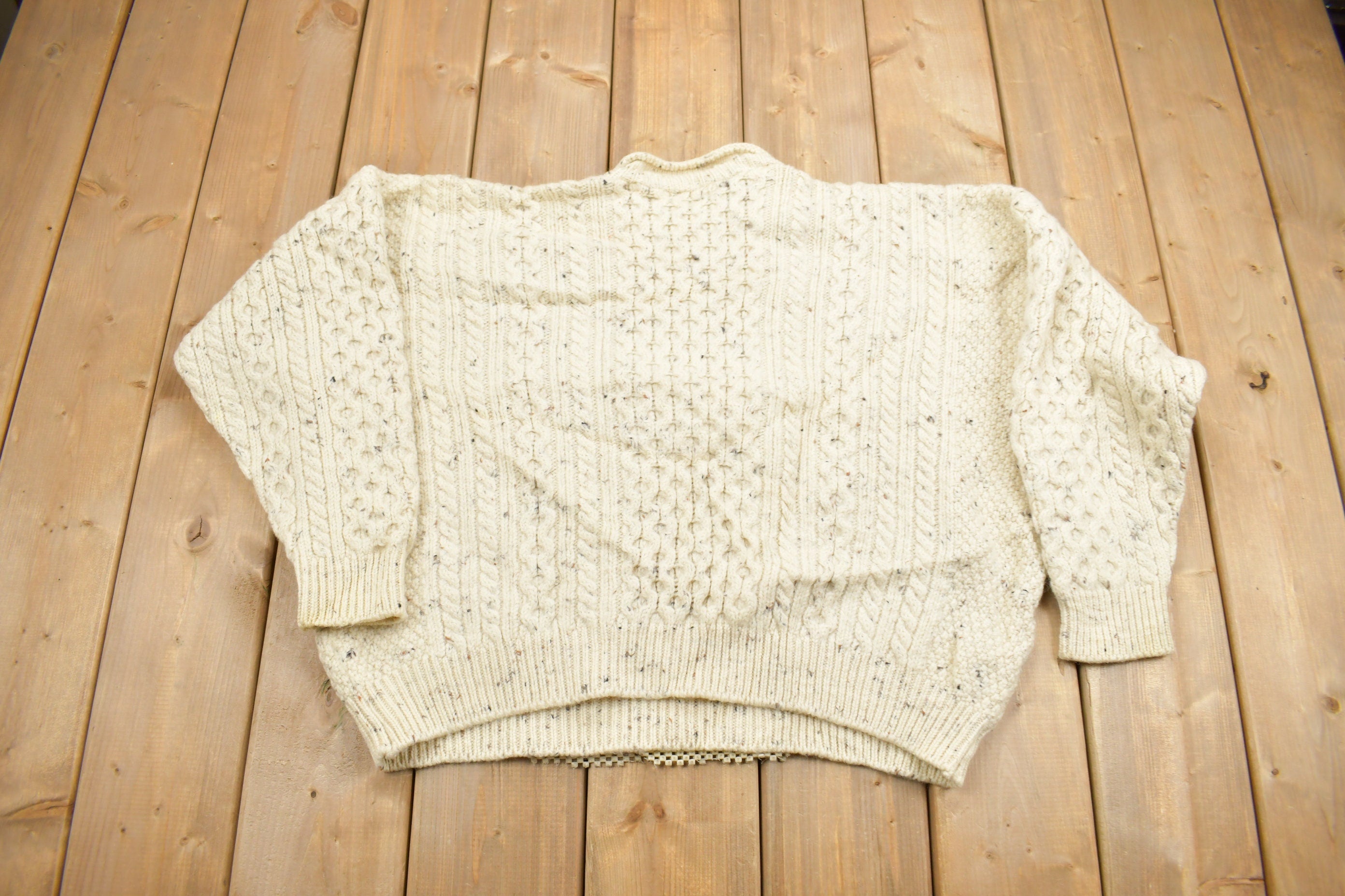 Vintage 1990s Hand Knit Cable Knit Sweater