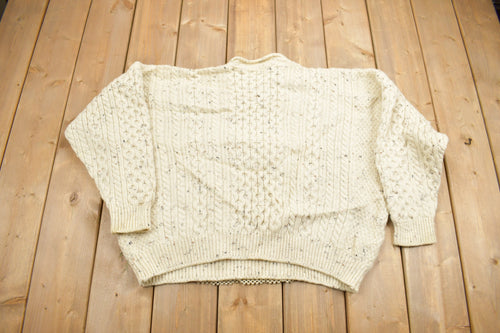 Vintage 1990s Hand Knit Cable Knit Sweater