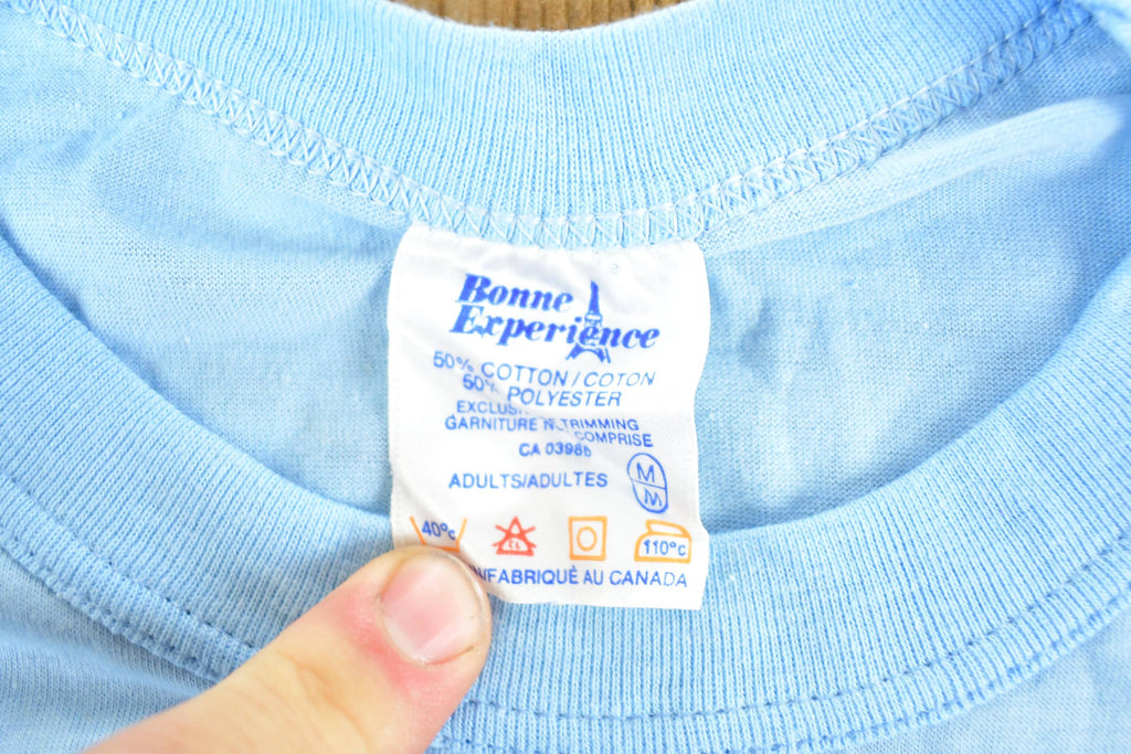 Vintage 1980s Bonne Experience Baby Blue Blank Ringer Sleeve T-Shirt Mens S