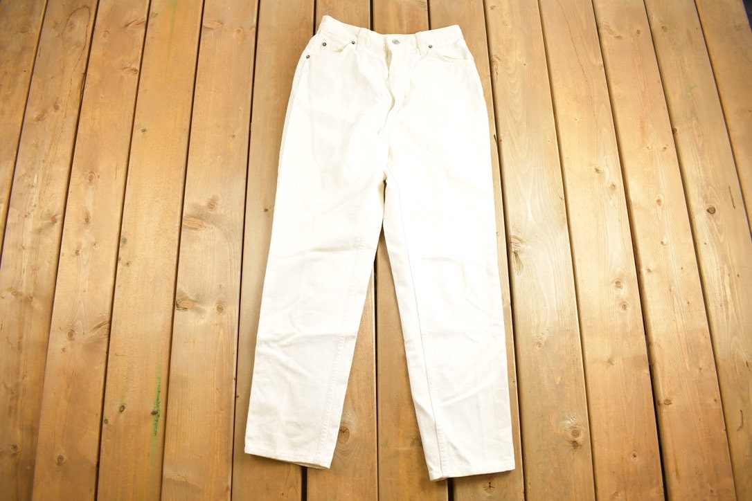 Vintage 1980s Levi's 631 Cream Tab White Denim Jeans Size 28 x 28.5