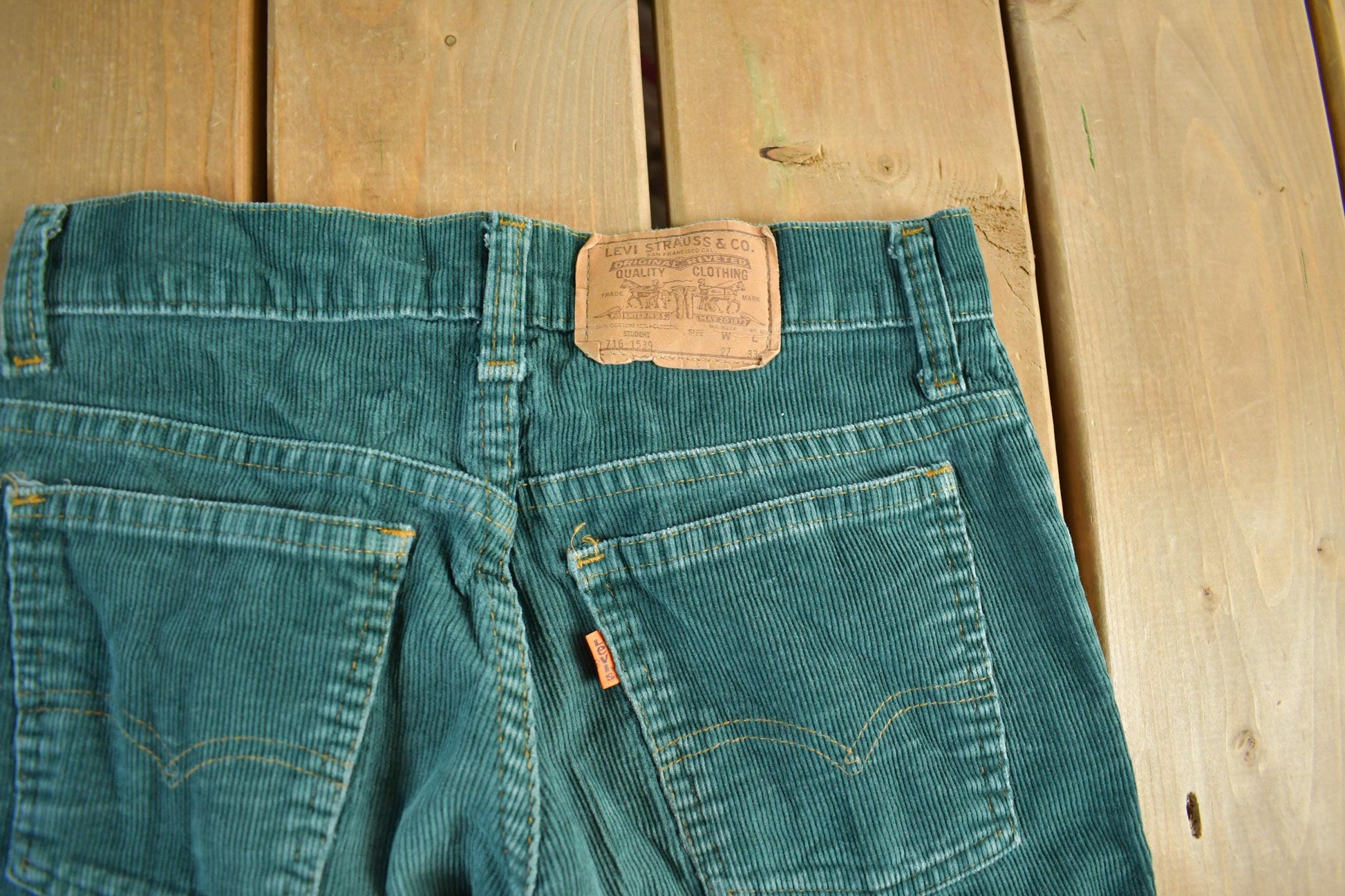 Vintage 1970s Levi's Orange Tab Corduroy Pants Women's Size 26 x 32