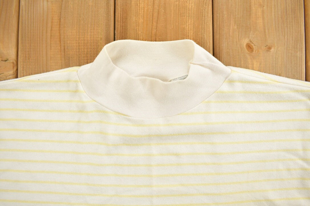 Vintage 1990s Striped Mock Neck T Shirt