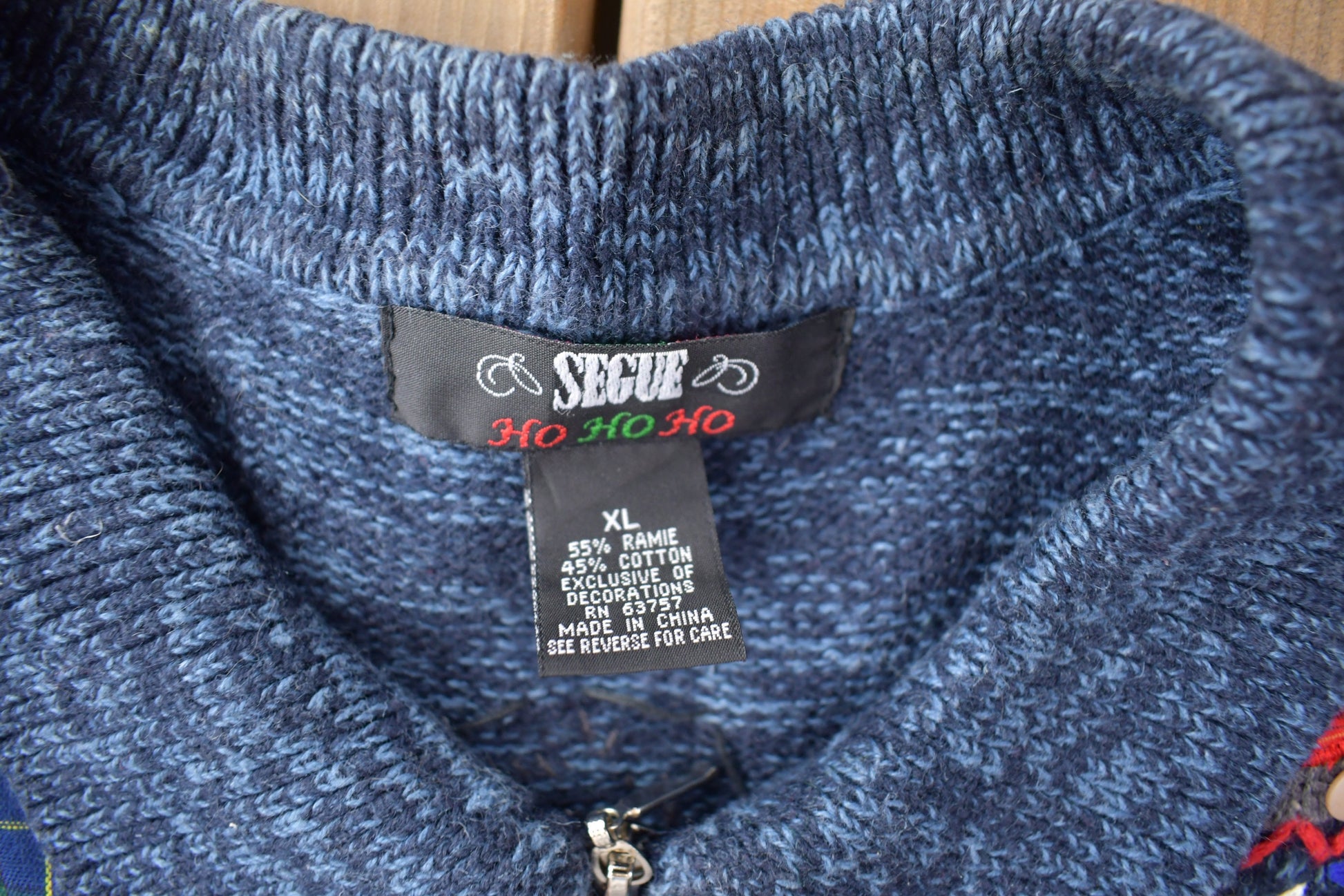 Vintage 1990s Christmas Theme Knit Zip Up Sweater