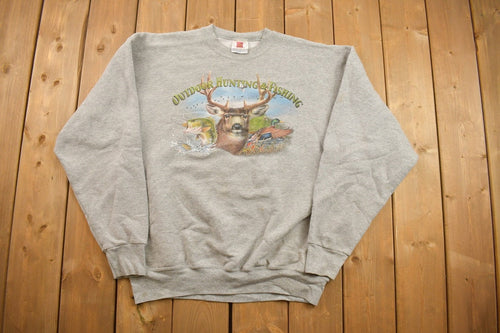 Vintage 1990s Outdoor Hunting & FIshing Crewneck Sweatshirt / 90s Crewneck / Streetwear
