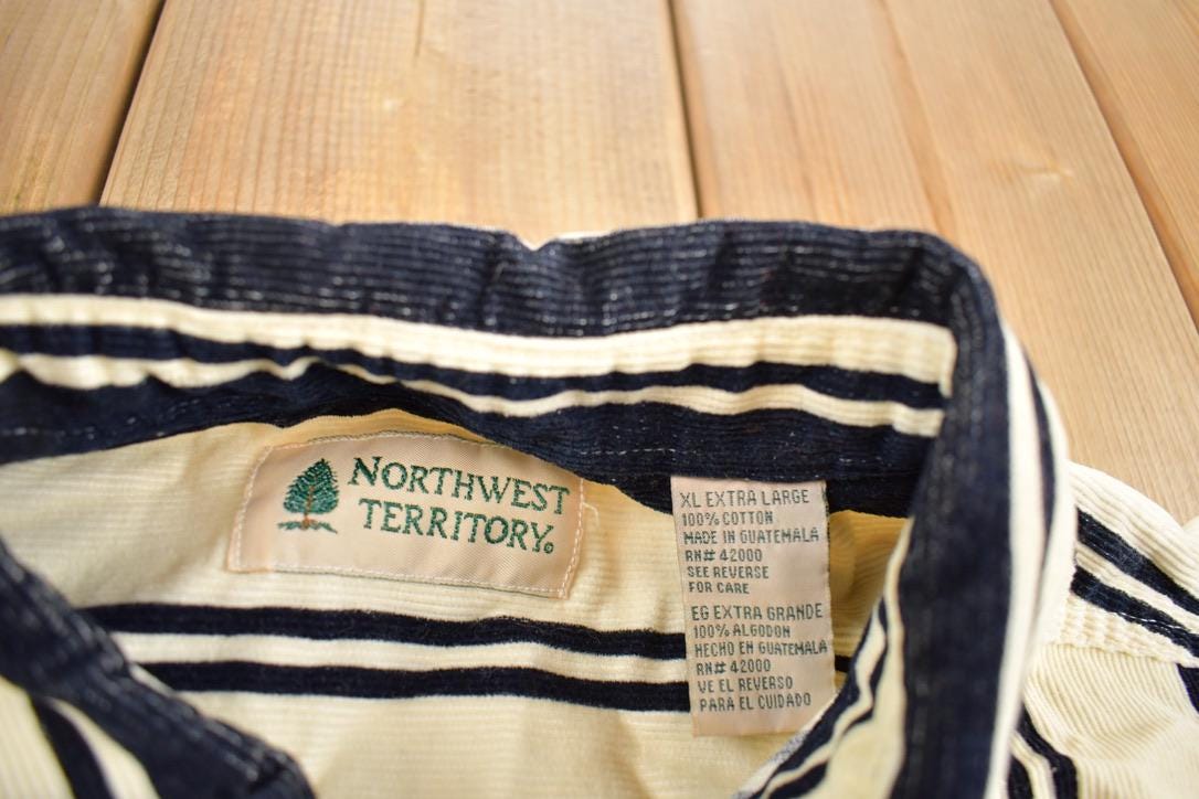 Vintage 1980s Northwest Territory Corduroy Striped Button Up Shirt