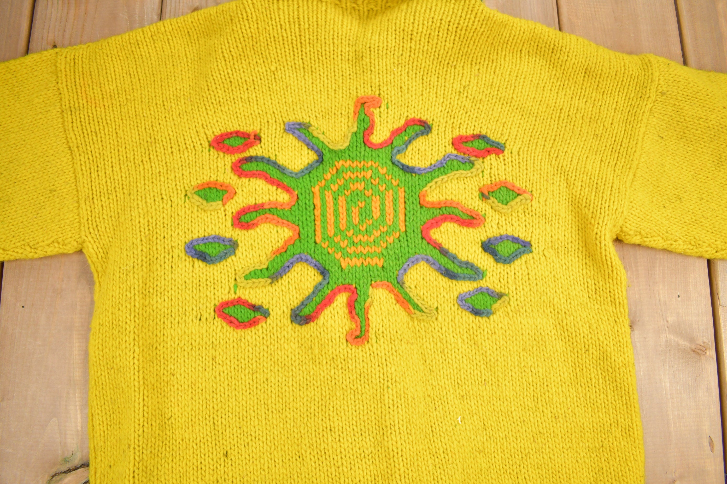 Vintage 1960s Psychedelic Style Wool Knit Sweater
