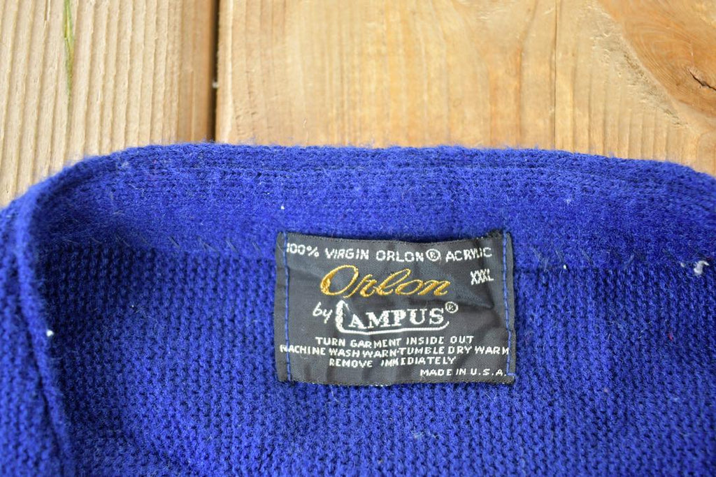 Vintage 1970s Orlon Camous Knit Perfect Mild Distress Cardigan Sweater Made In USA