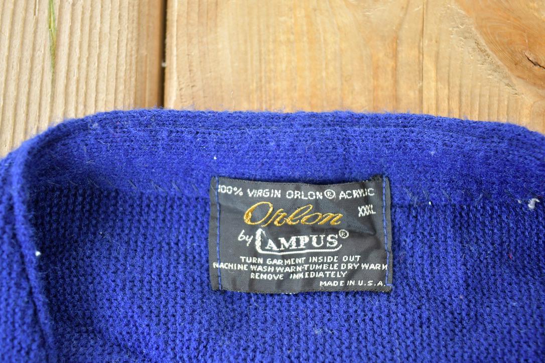 Vintage 1970s Orlon Camous Knit Perfect Mild Distress Cardigan Sweater Made In USA