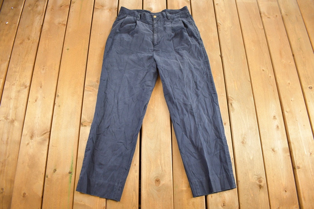 Vintage 1990s Nautica Solid Pattern Trousers Size 32 x 26.5
