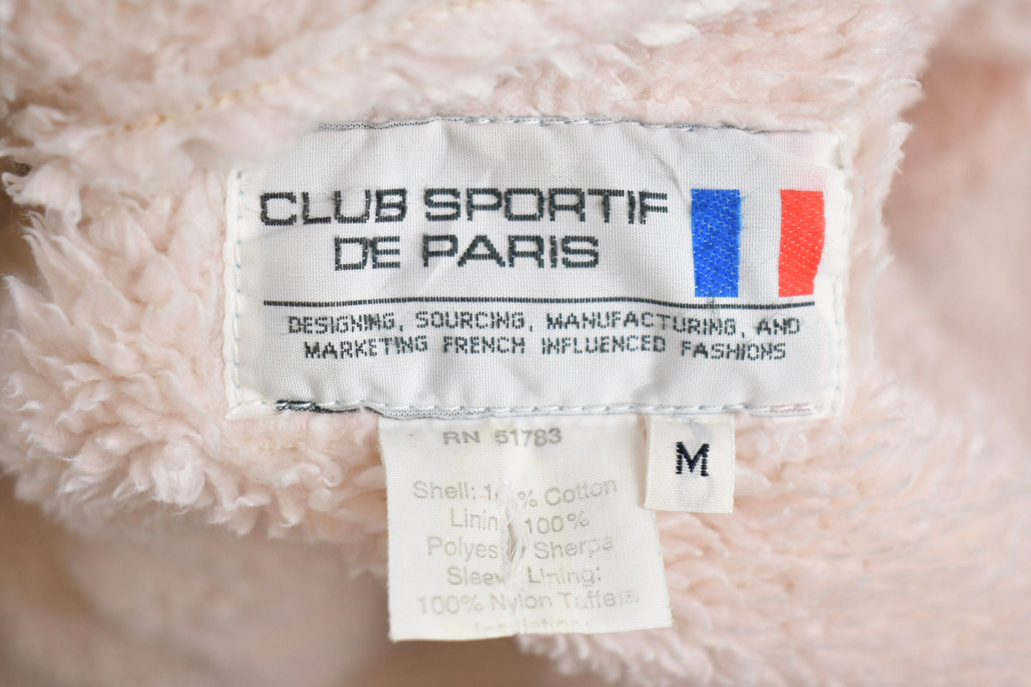 Vintage 1980s Club Sportif De Paris Sherpa Lined Long Denim Jacket / Streetwear / Fall Outerwear / Trench Coat / Paris Sport Club