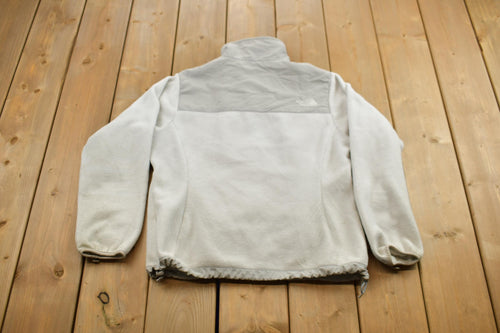 Vintage Y2K Womens The North Face White Grey Denali Fleece Sweater / Jacket Liner / Outdoorsman / Color Block / Hiking