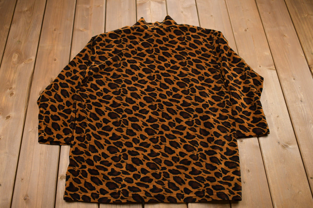 Vintage 1990s Leopard Print Turtleneck Crewneck