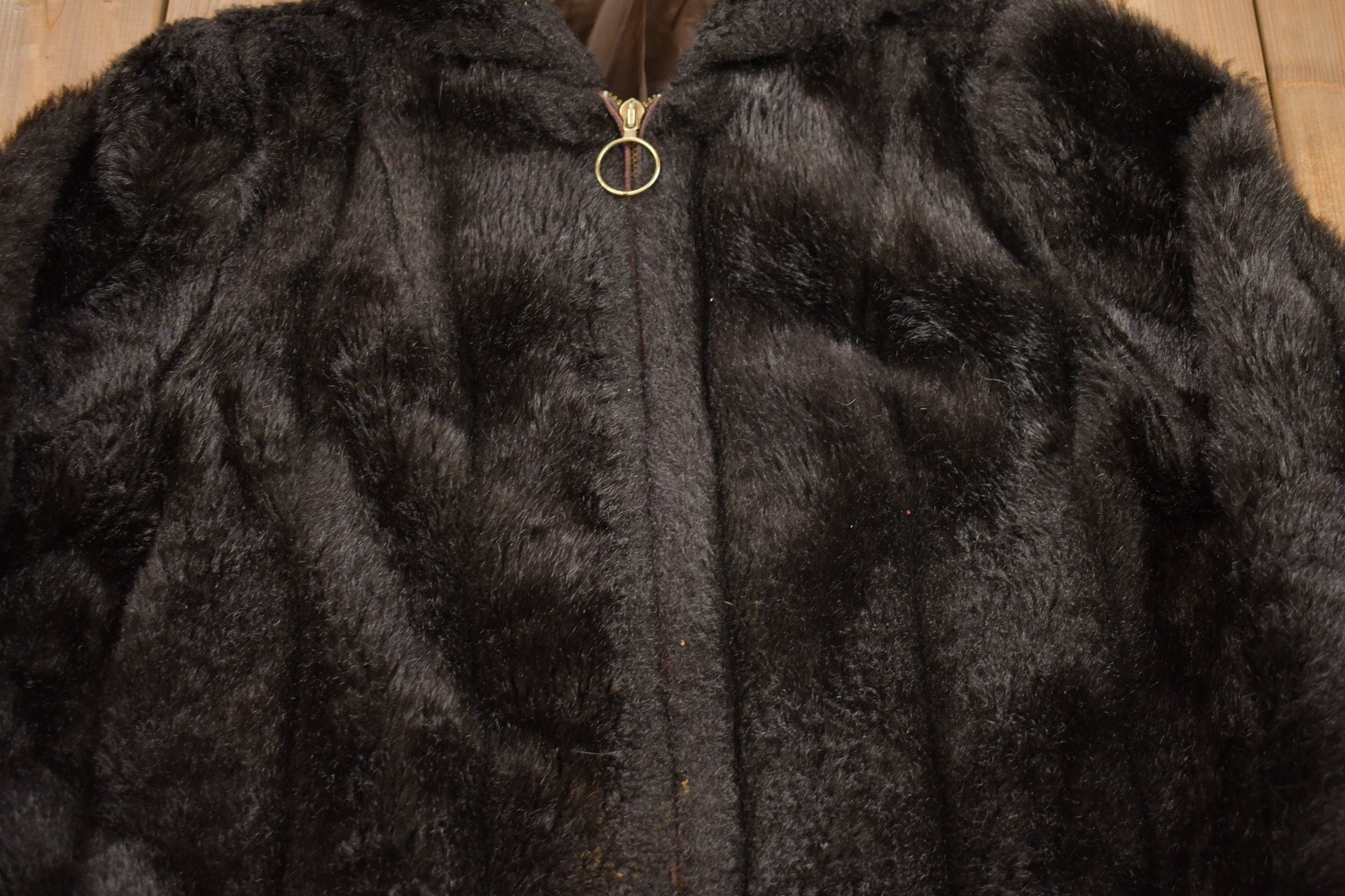 Vintage 1980s Brown Faux Fur Coat