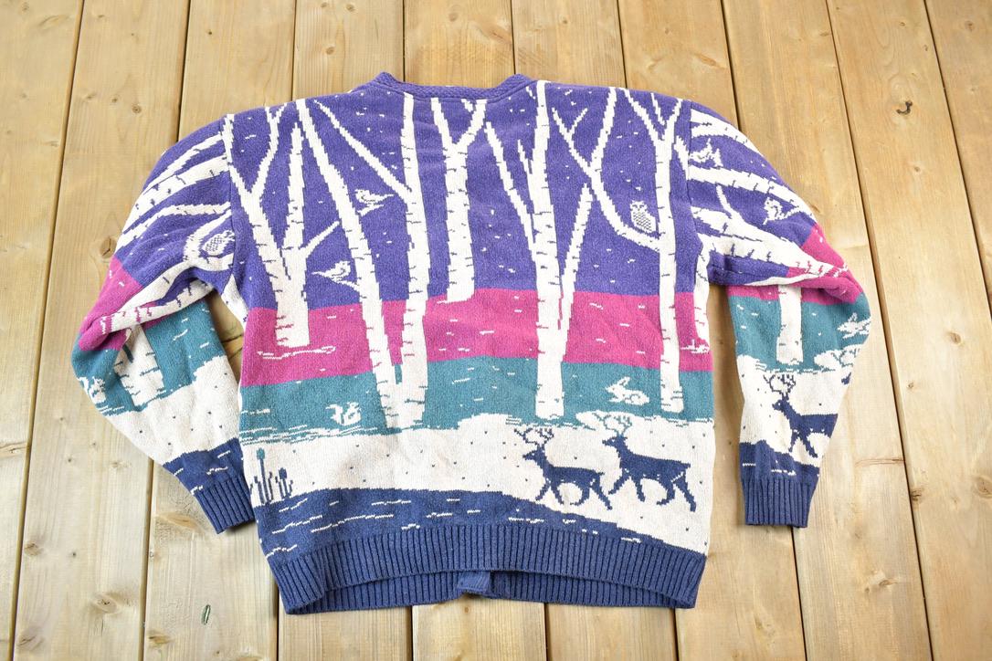 Vintage 1990s Northern Reflections Knit AOP Abstract Pattern Crewneck Sweater Womens L