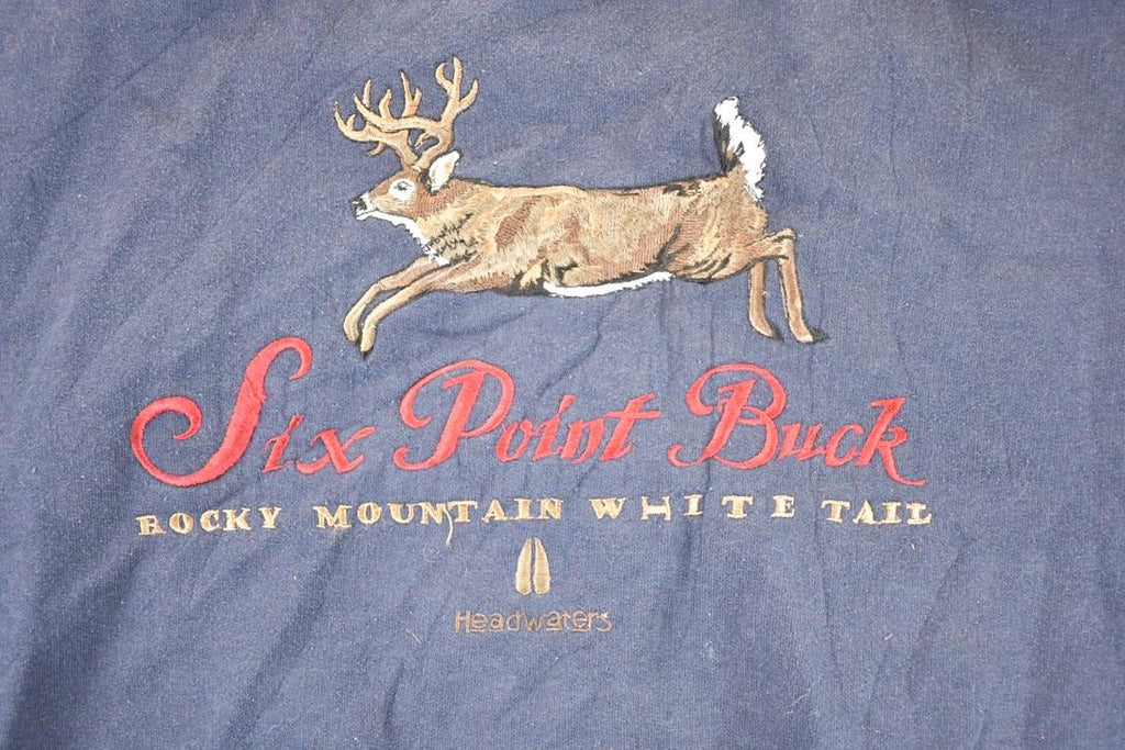 Vintage 1990s Six Point Buck Embroidered Crewneck Sweatshirt Men's XL