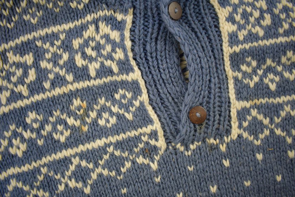 Vintage 1990s 100% Wool Henley Knit Sweater