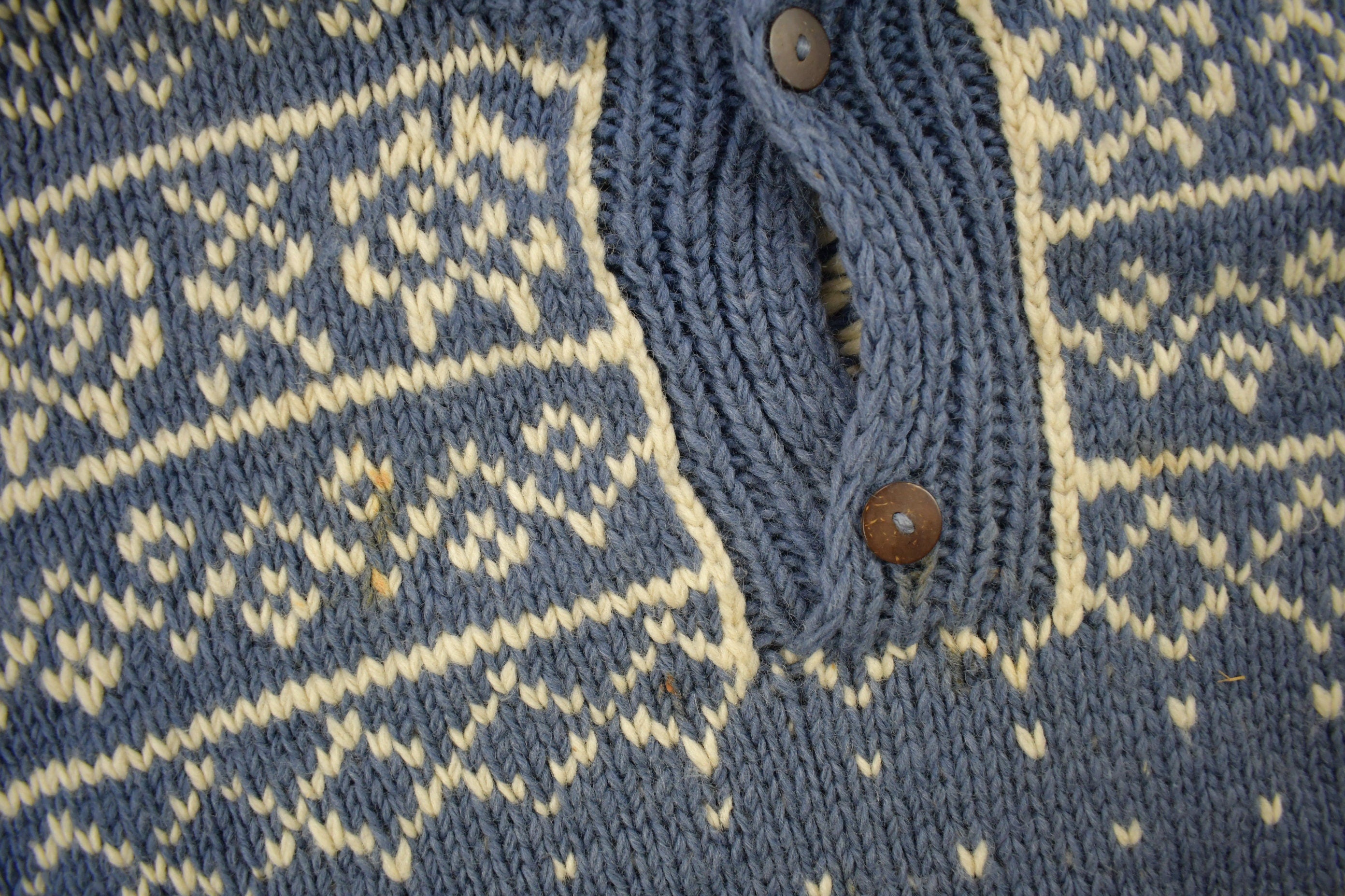 Vintage 1990s 100% Wool Henley Knit Sweater